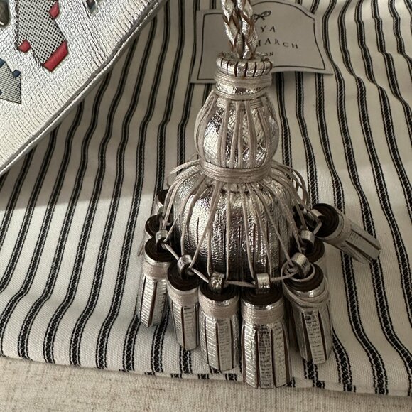 Anya Hindmarch Georgiana All Over Wink Sticker Clutch Bag, Metallic Silver - Picture 7 of 9